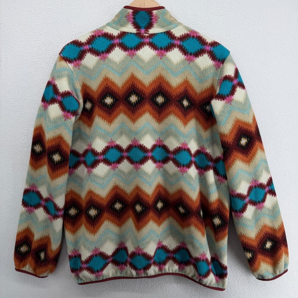 PATAGONIA Fleece Womens XL Lightweight Synchilla Snap-T Aztec Timber Twist Red - Picture 2 of 13